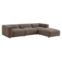 Auren Earth 4 Piece Lattice Bouclé Upholstered Modular Sofa with Ottoman - Ornate Home