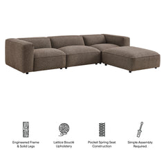 Auren Earth 4 Piece Lattice Bouclé Upholstered Modular Sofa with Ottoman - Ornate Home