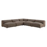 Auren Earth 5 Piece Lattice Bouclé Upholstered Modular Corner Sectional - 125.3x125.3" - Ornate Home
