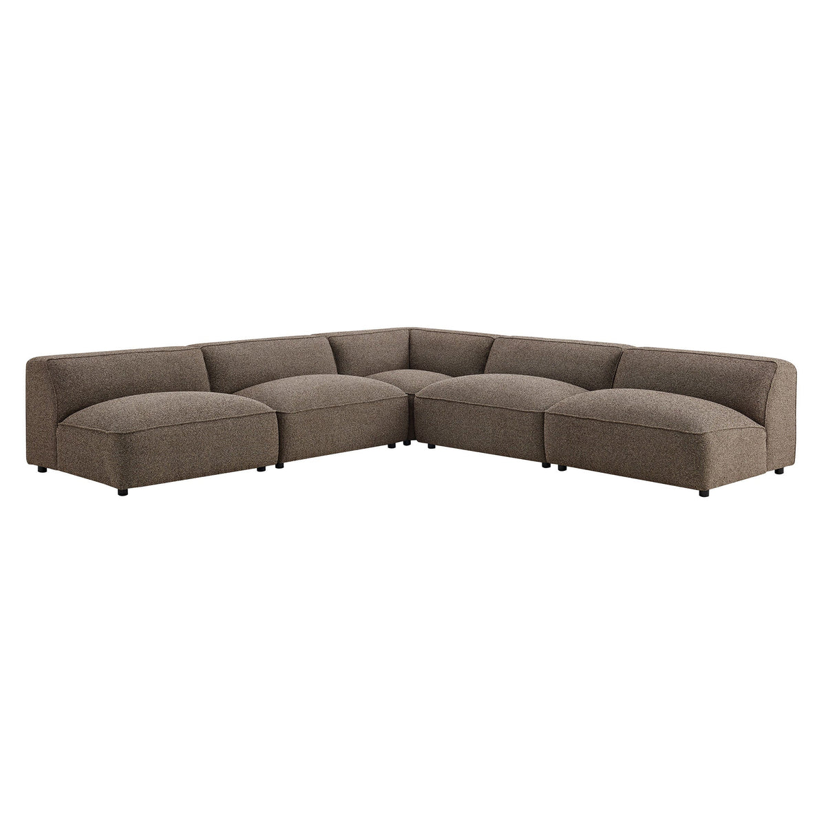 Auren Earth 5 Piece Lattice Bouclé Upholstered Modular Corner Sectional - 125.3x125.3" - Ornate Home