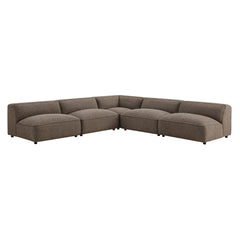 Auren Earth 5 Piece Lattice Bouclé Upholstered Modular Corner Sectional - 125.3x125.3" - Ornate Home