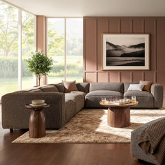 Auren Earth 5 Piece Lattice Bouclé Upholstered Modular Corner Sectional - 126.7x127.5" - Ornate Home