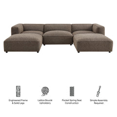 Auren Earth 5 Piece Lattice Bouclé Upholstered Modular Sectional - Ornate Home