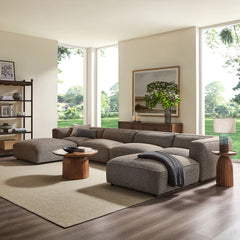 Auren Earth 6 Piece Lattice Bouclé Upholstered Modular Sectional - Ornate Home