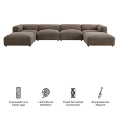 Auren Earth 6 Piece Lattice Bouclé Upholstered Modular Sectional - Ornate Home