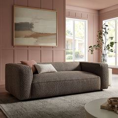 Auren Earth 88 Inch Lattice Bouclé Upholstered Sofa - Ornate Home