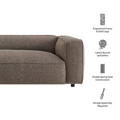 Auren Earth 88 Inch Lattice Bouclé Upholstered Sofa - Ornate Home
