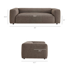 Auren Earth 88 Inch Lattice Bouclé Upholstered Sofa - Ornate Home