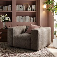 Auren Earth Lattice Bouclé Upholstered Accent Chair - Ornate Home