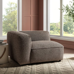 Auren Earth Lattice Bouclé Upholstered Modular Left-Facing Arm Chair - Ornate Home