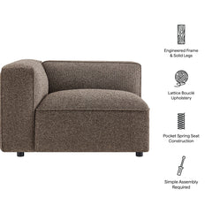 Auren Earth Lattice Bouclé Upholstered Modular Left-Facing Arm Chair - Ornate Home