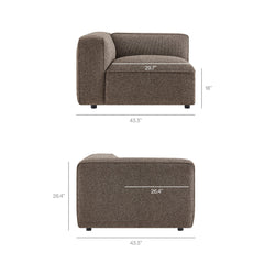 Auren Earth Lattice Bouclé Upholstered Modular Left-Facing Arm Chair - Ornate Home