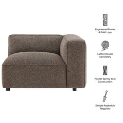 Auren Earth Lattice Bouclé Upholstered Modular Right-Facing Arm Chair - Ornate Home