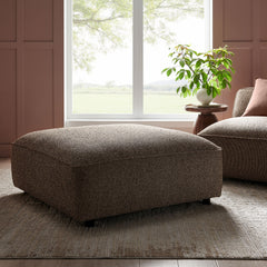 Auren Earth Lattice Bouclé Upholstered Ottoman - Ornate Home