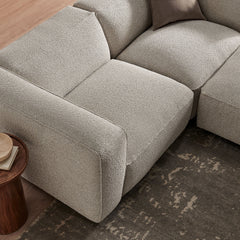 Auren Fog 3 Piece Lattice Bouclé Upholstered Modular Loveseat with Ottoman - Ornate Home