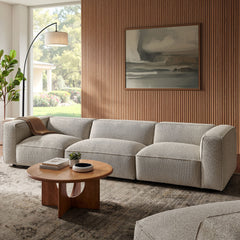 Auren Fog 3 Piece Lattice Bouclé Upholstered Modular Sofa - Ornate Home