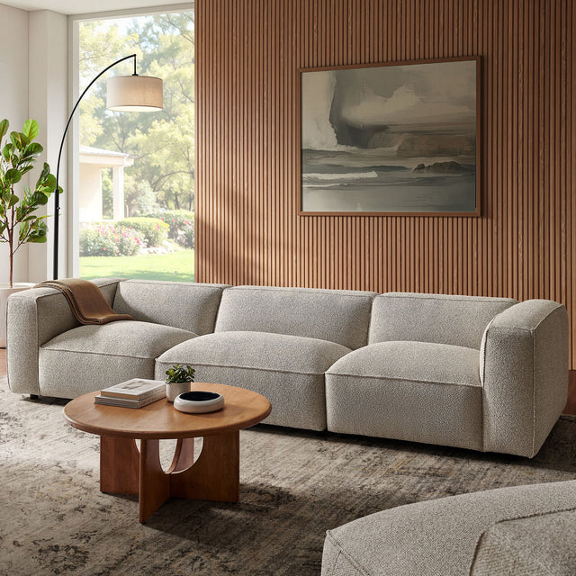 Auren Fog 3 Piece Lattice Bouclé Upholstered Modular Sofa - Ornate Home