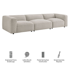 Auren Fog 3 Piece Lattice Bouclé Upholstered Modular Sofa - Ornate Home