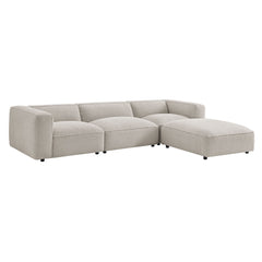 Auren Fog 4 Piece Lattice Bouclé Upholstered Modular Sofa with Ottoman - Ornate Home