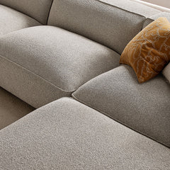 Auren Fog 4 Piece Lattice Bouclé Upholstered Modular Sofa with Ottoman - Ornate Home