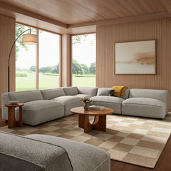 Auren Fog 5 Piece Lattice Bouclé Upholstered Modular Corner Sectional - 125.3x125.3" - Ornate Home