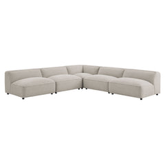 Auren Fog 5 Piece Lattice Bouclé Upholstered Modular Corner Sectional - 125.3x125.3" - Ornate Home