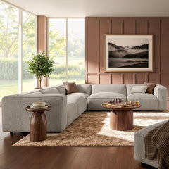 Auren Fog 5 Piece Lattice Bouclé Upholstered Modular Corner Sectional - 126.7x127.5" - Ornate Home
