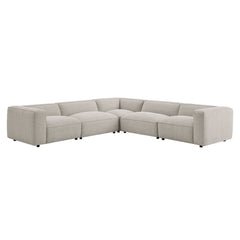 Auren Fog 5 Piece Lattice Bouclé Upholstered Modular Corner Sectional - 126.7x127.5" - Ornate Home