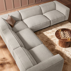 Auren Fog 5 Piece Lattice Bouclé Upholstered Modular Corner Sectional - 126.7x127.5" - Ornate Home