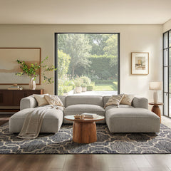 Auren Fog 5 Piece Lattice Bouclé Upholstered Modular Sectional - Ornate Home