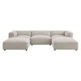 Auren Fog 5 Piece Lattice Bouclé Upholstered Modular Sectional - Ornate Home