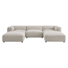 Auren Fog 5 Piece Lattice Bouclé Upholstered Modular Sectional - Ornate Home