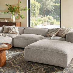 Auren Fog 5 Piece Lattice Bouclé Upholstered Modular Sectional - Ornate Home