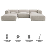 Auren Fog 5 Piece Lattice Bouclé Upholstered Modular Sectional - Ornate Home