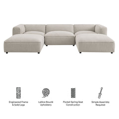 Auren Fog 5 Piece Lattice Bouclé Upholstered Modular Sectional - Ornate Home