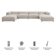 Auren Fog 6 Piece Lattice Bouclé Upholstered Modular Sectional - Ornate Home