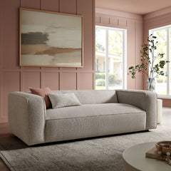 Auren Fog 88 Inch Lattice Bouclé Upholstered Sofa - Ornate Home