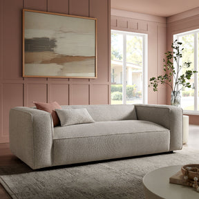 Auren Fog 88 Inch Lattice Bouclé Upholstered Sofa - Ornate Home