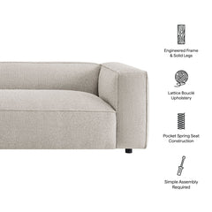 Auren Fog 88 Inch Lattice Bouclé Upholstered Sofa - Ornate Home