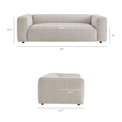Auren Fog 88 Inch Lattice Bouclé Upholstered Sofa - Ornate Home