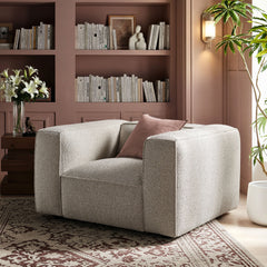 Auren Fog Lattice Bouclé Upholstered Accent Chair - Ornate Home
