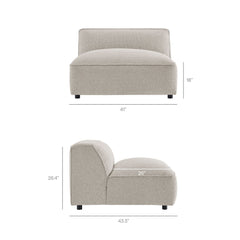 Auren Fog Lattice Bouclé Upholstered Modular Armless Chair - Ornate Home