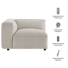 Auren Fog Lattice Bouclé Upholstered Modular Left-Facing Arm Chair - Ornate Home