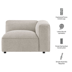 Auren Fog Lattice Bouclé Upholstered Modular Right-Facing Arm Chair - Ornate Home