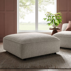 Auren Fog Lattice Bouclé Upholstered Ottoman - Ornate Home