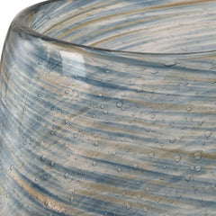 Aurora Blue/Gold Swirl Glass Vases (Set of 2) - Ornate Home