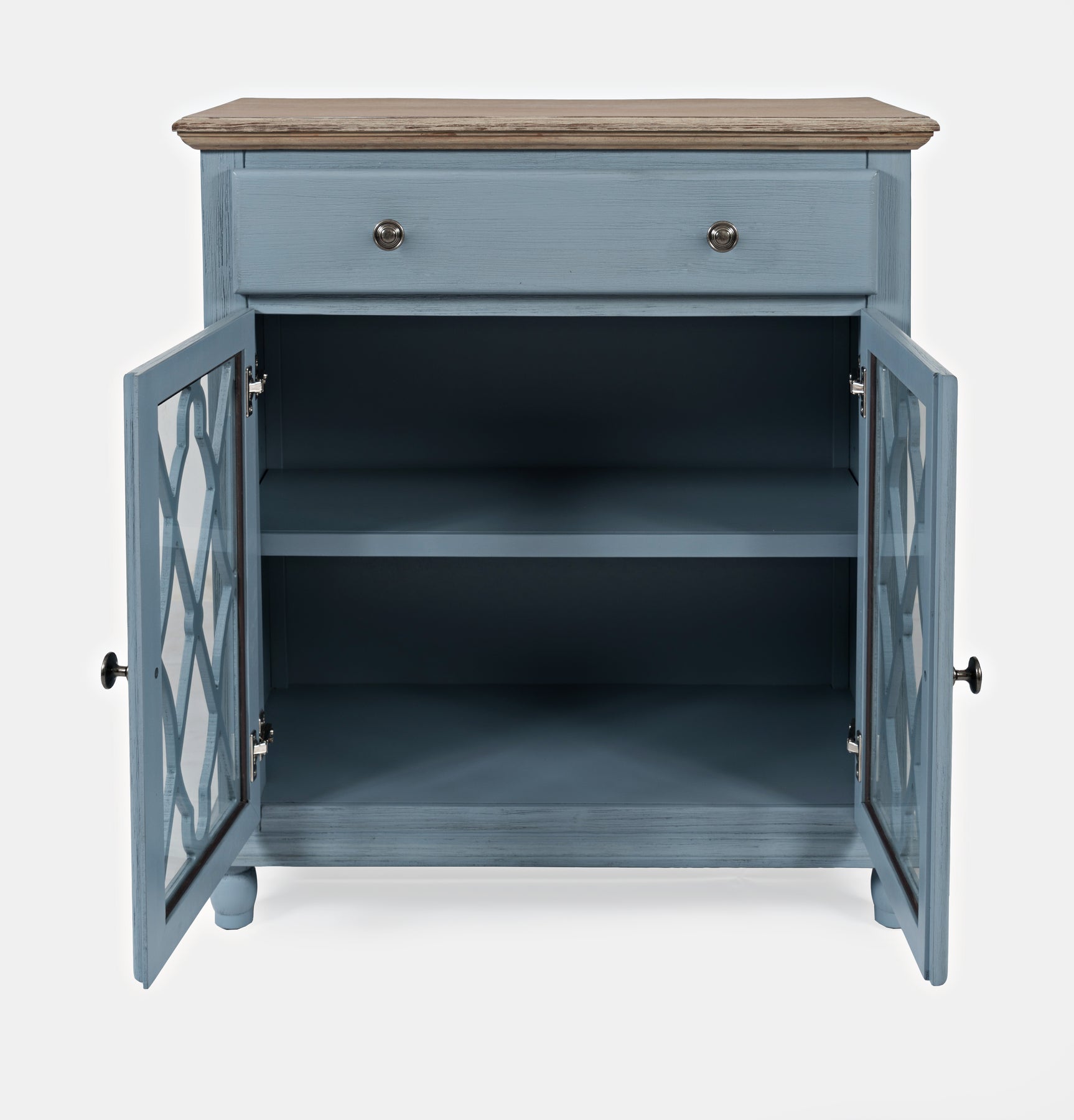 Aurora Hills Brushed Blue/Bisque 2 Door Accent Chest - Ornate Home