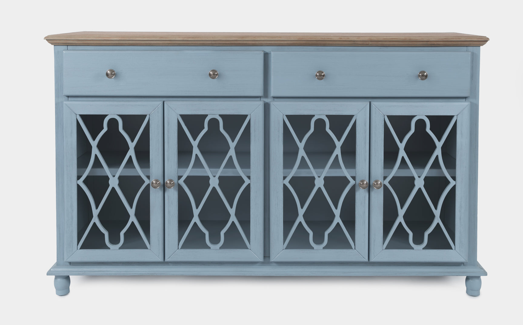 Aurora Hills Brushed Blue/Bisque 4 Door Accent Chest - Ornate Home