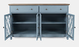 Aurora Hills Brushed Blue/Bisque 4 Door Accent Chest - Ornate Home