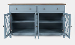 Aurora Hills Brushed Blue/Bisque 4 Door Accent Chest - Ornate Home